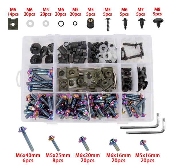 Stainless Steel Screw Set 195 Pcs (Universal Model) - Fired Purple