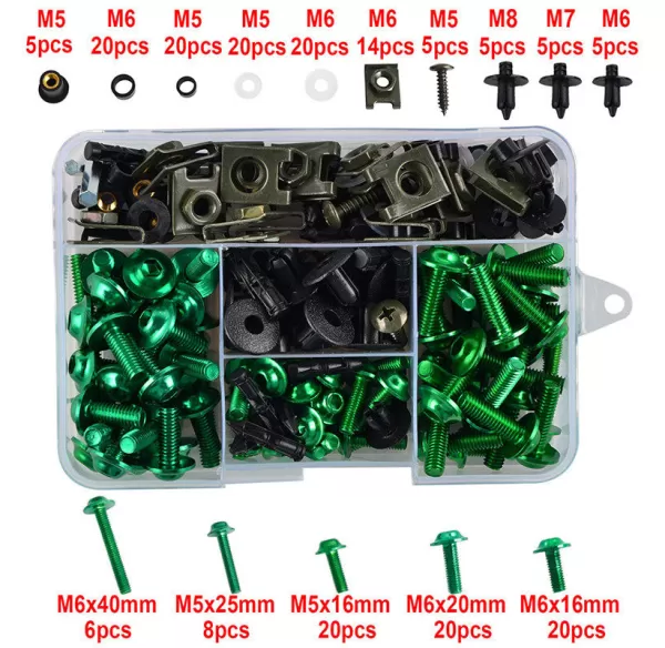 Aluminum Alloy Screw Set 195 Pcs (Universal Model) - Green