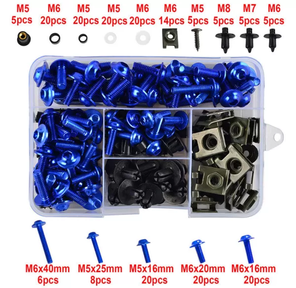 Aluminum Alloy Screw Set 195 Pcs (Universal Model) - Blue