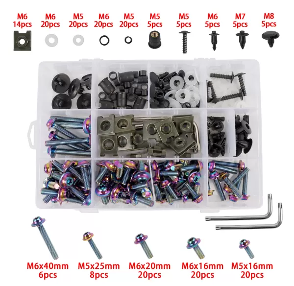 Stainless Steel Screw Set 195 Pcs (Universal Model) - Fired Purple