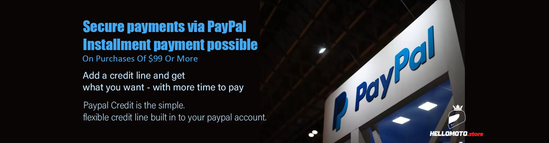HelloMoto Motorcycle Fairings Store - Secure payment via PayPal, Payment in installments possible